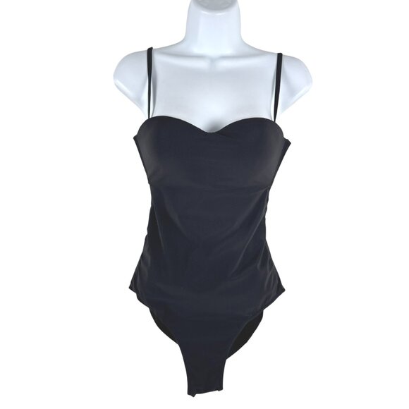 Orlebar Brown Copacabana One Piece Swimsuit Size 8 Black Solid NWT SW-2128